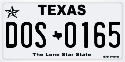 TX license plate DOS0165