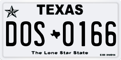 TX license plate DOS0166