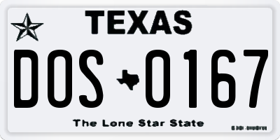 TX license plate DOS0167