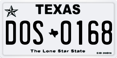 TX license plate DOS0168