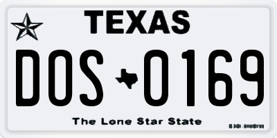 TX license plate DOS0169