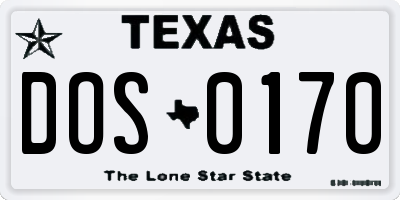 TX license plate DOS0170