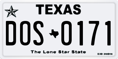 TX license plate DOS0171