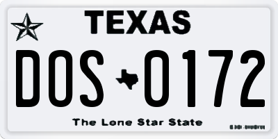 TX license plate DOS0172