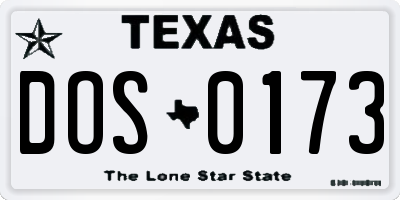 TX license plate DOS0173