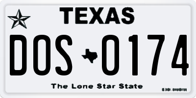TX license plate DOS0174