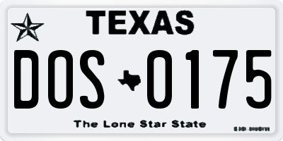 TX license plate DOS0175
