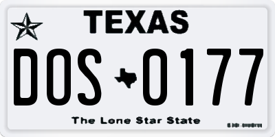 TX license plate DOS0177