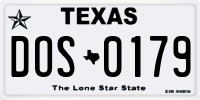 TX license plate DOS0179