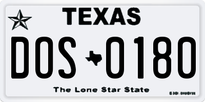 TX license plate DOS0180