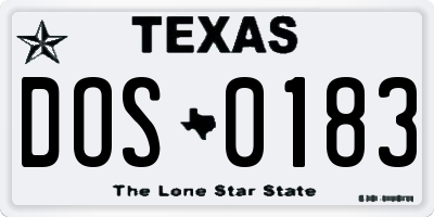 TX license plate DOS0183