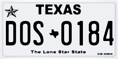TX license plate DOS0184