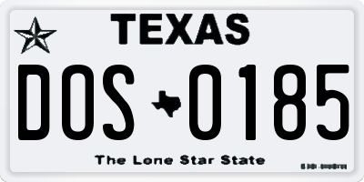 TX license plate DOS0185
