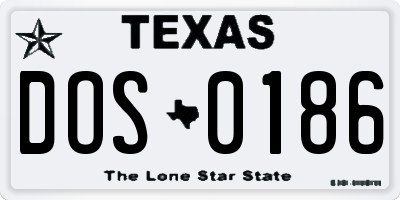 TX license plate DOS0186