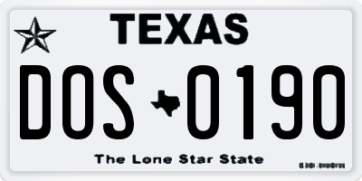 TX license plate DOS0190