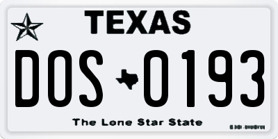 TX license plate DOS0193