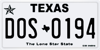 TX license plate DOS0194