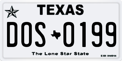 TX license plate DOS0199