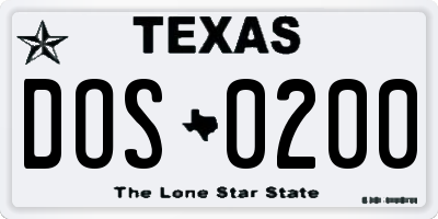 TX license plate DOS0200