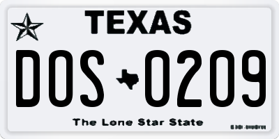 TX license plate DOS0209