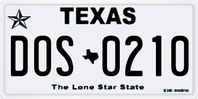 TX license plate DOS0210