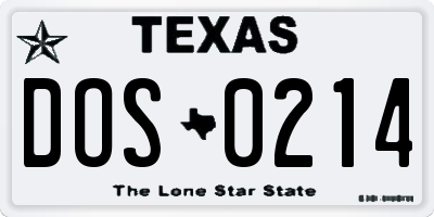 TX license plate DOS0214