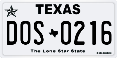 TX license plate DOS0216