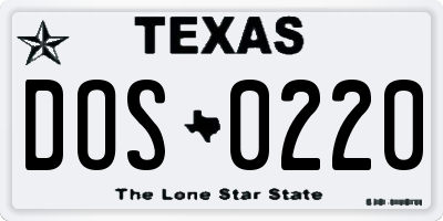TX license plate DOS0220