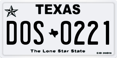 TX license plate DOS0221