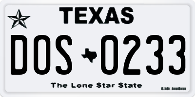 TX license plate DOS0233