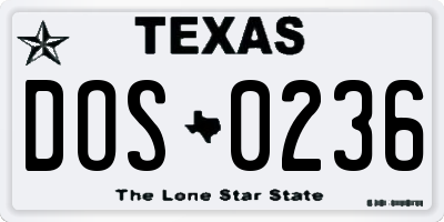TX license plate DOS0236