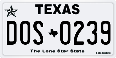 TX license plate DOS0239