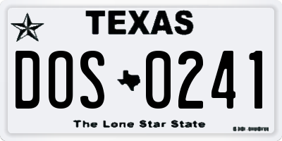 TX license plate DOS0241
