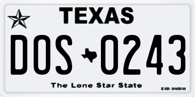 TX license plate DOS0243