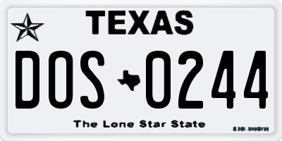 TX license plate DOS0244