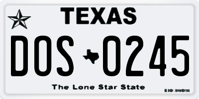 TX license plate DOS0245