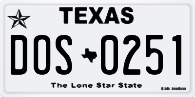 TX license plate DOS0251