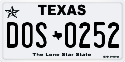 TX license plate DOS0252