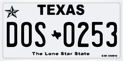 TX license plate DOS0253