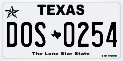 TX license plate DOS0254
