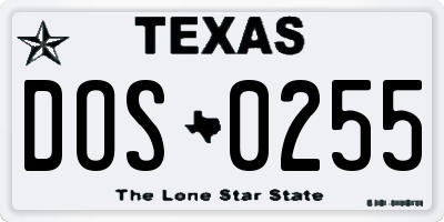 TX license plate DOS0255