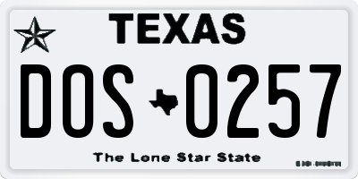 TX license plate DOS0257