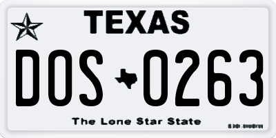 TX license plate DOS0263