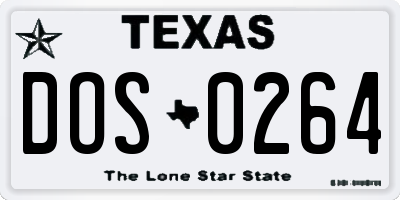 TX license plate DOS0264