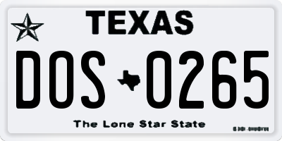 TX license plate DOS0265