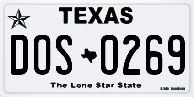 TX license plate DOS0269