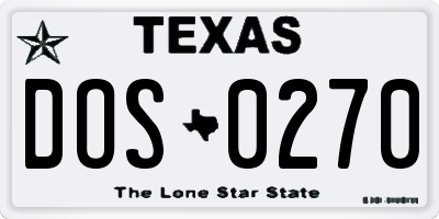 TX license plate DOS0270