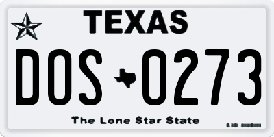 TX license plate DOS0273