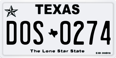 TX license plate DOS0274