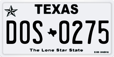 TX license plate DOS0275